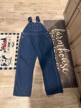 Vintage 80s NOS Kmart Rigid Denim Men’s Bib Overalls Jeans 46x32